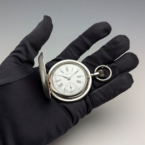 1913年頃 アンティーク Billodes/ゼニス 懐中時計 彫刻銀側ハンターケース 動作品